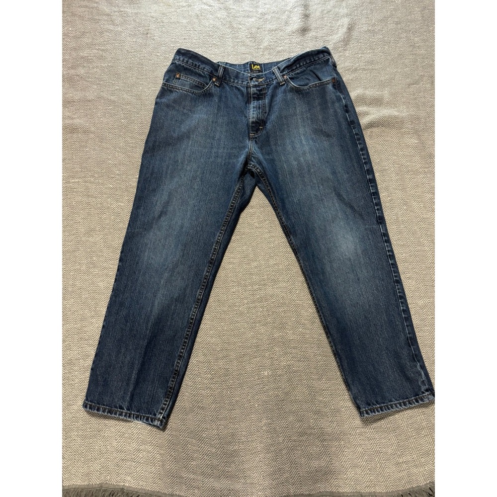 Lee Relaxed Fit Mens Jeans Dark Wash Size 38x29 Cotton Denim Pants